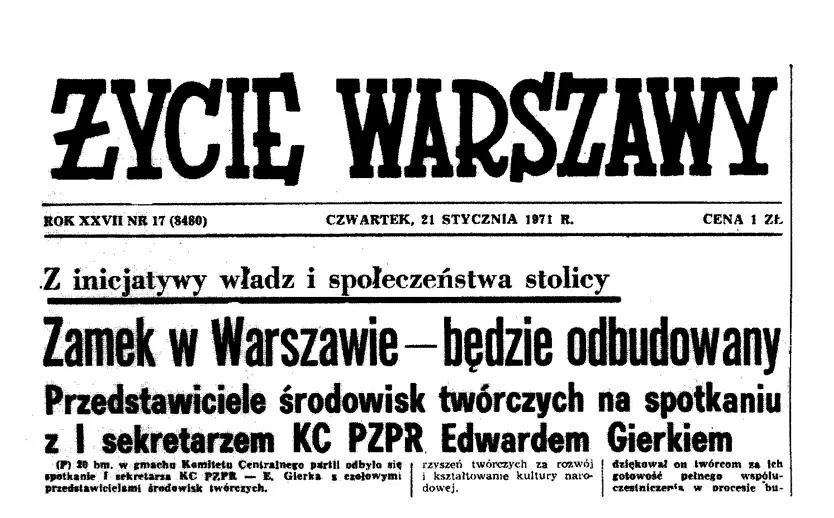 "Wstępniak" Życia Warszawy "Wstępniak" Życia Warszawy